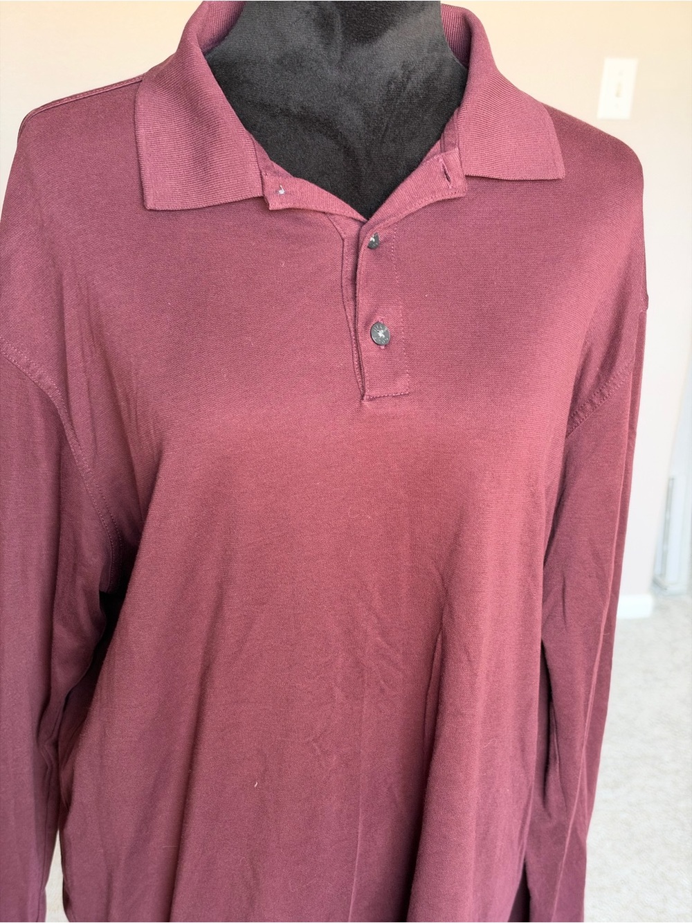 Nike maroon long-sleeve polo shirt Dri Fit Size Large